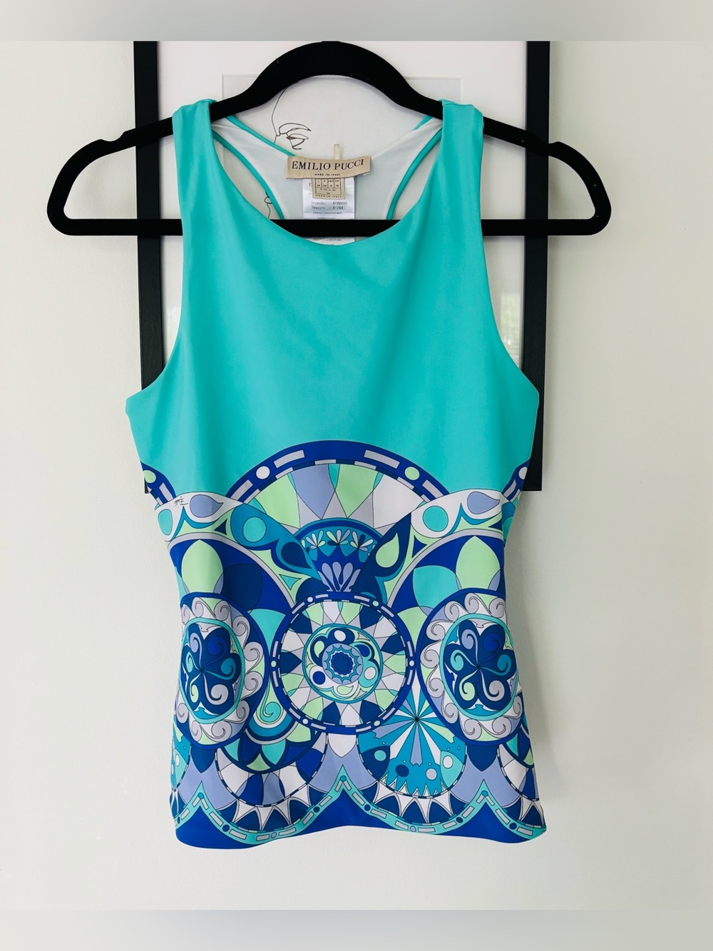 Emilio Pucci Tank size 8 teal blue white Made In Italy